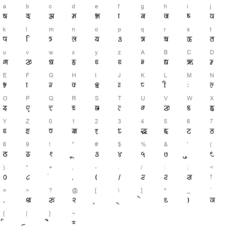 Akkal Font Regular Character Map