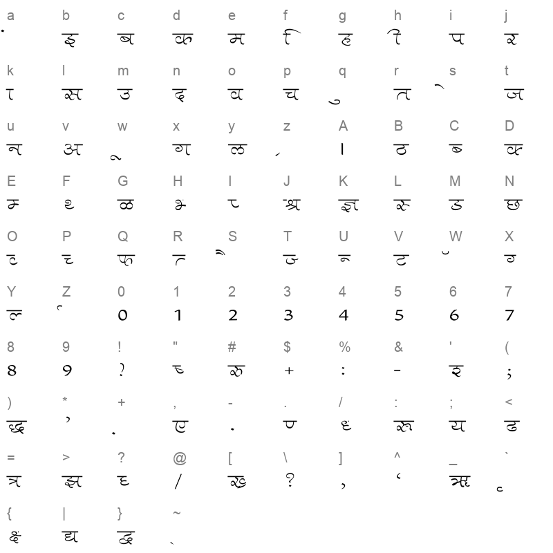 Aman Wide Regular Character Map