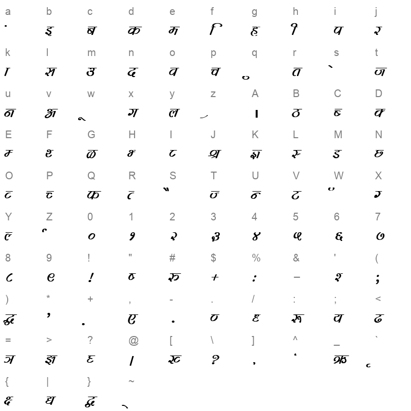 DevLys 260 Bold Character Map