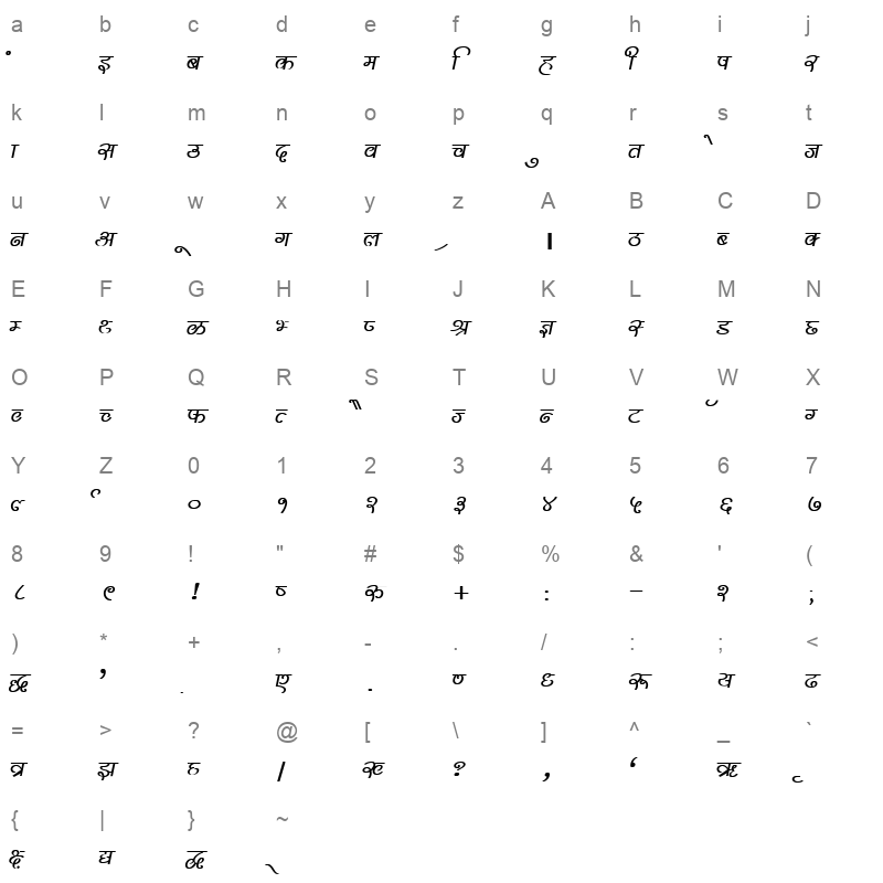 DevLys 310 Bold Character Map