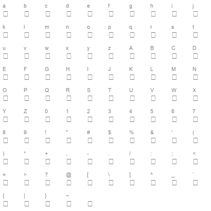 EPC NORMAL Character Map