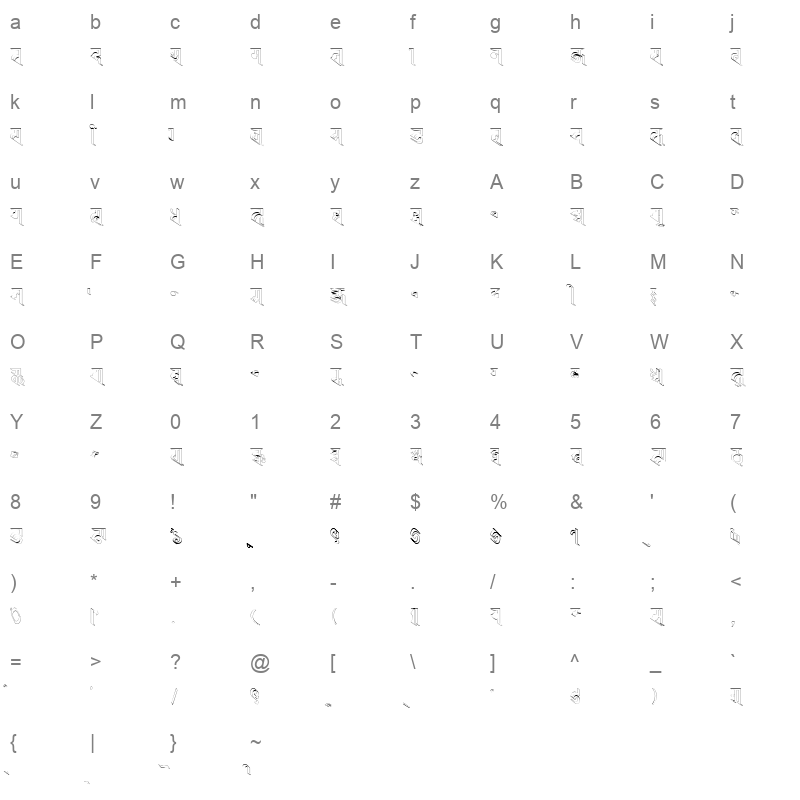 Ranjana Lipi Outline Regular Character Map