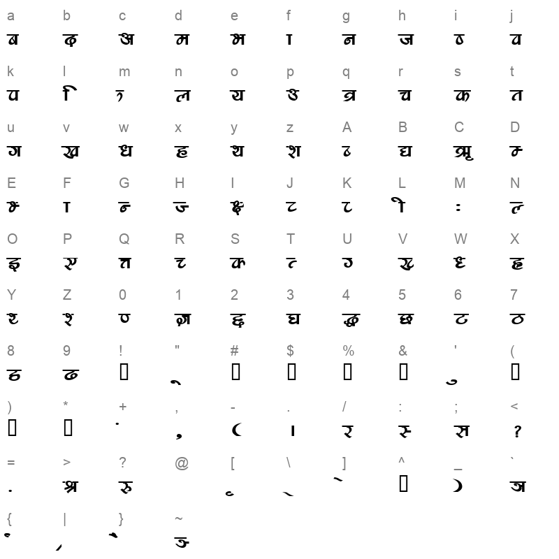 Safaltaa Bold Character Map