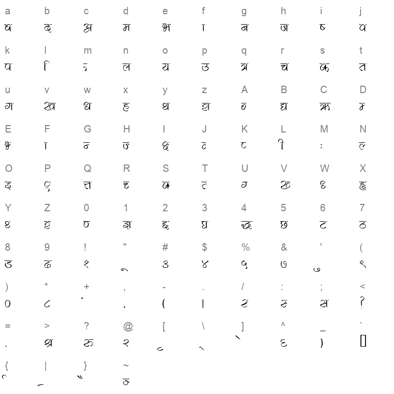 Shilaa Regular Character Map