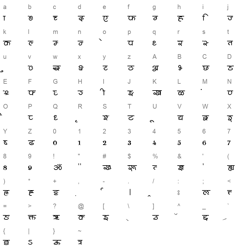 Shusha05 Normal Character Map