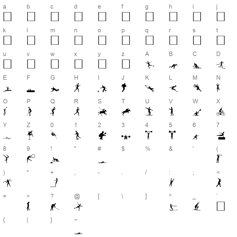 Sports 1 Regular Character Map